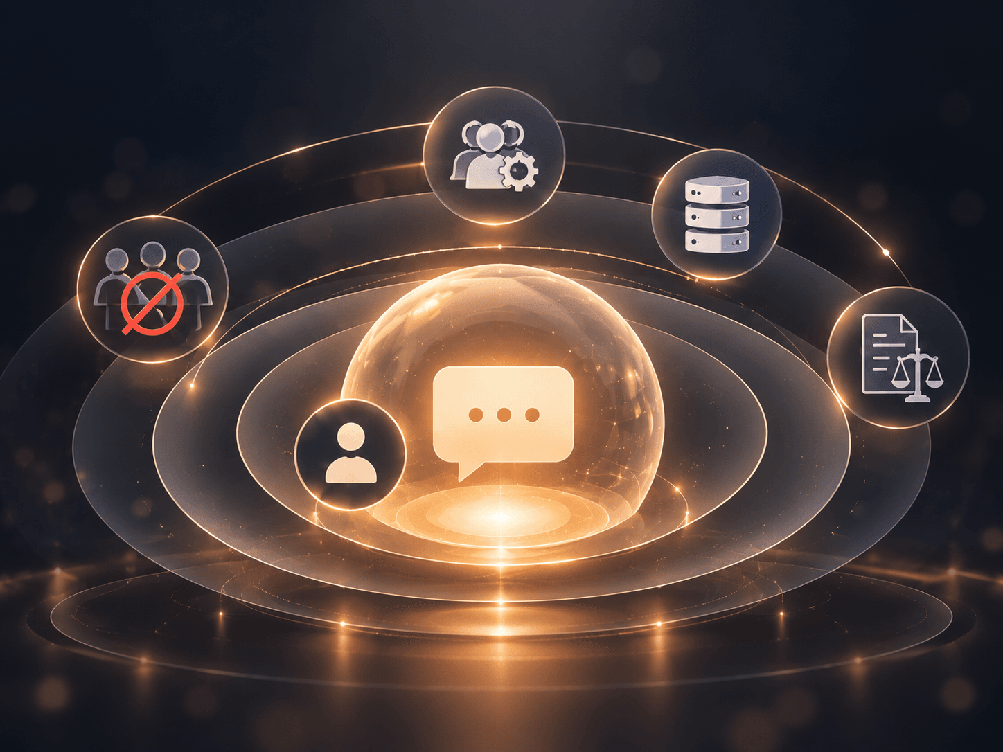 Layered security and privacy protections around an AI communication interface